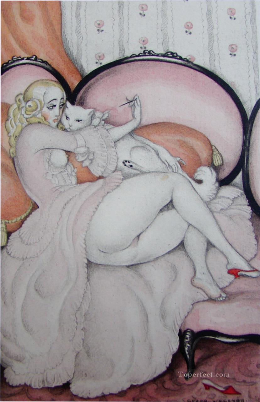 desnudo y gato Gerda Wegener Pintura al óleo